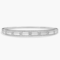 Double Row Diamond Bangle Bracelet in 14K White Gold 